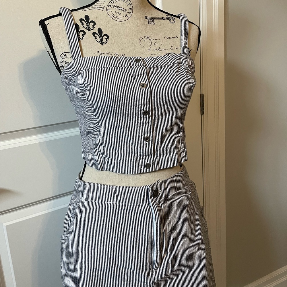 Abercrombie Pin-stripped Tank & Mini Skirt Set